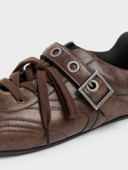 Jollie Grommet Mary Jane Sneakers - Dark Brown | CHARLES & KEITH