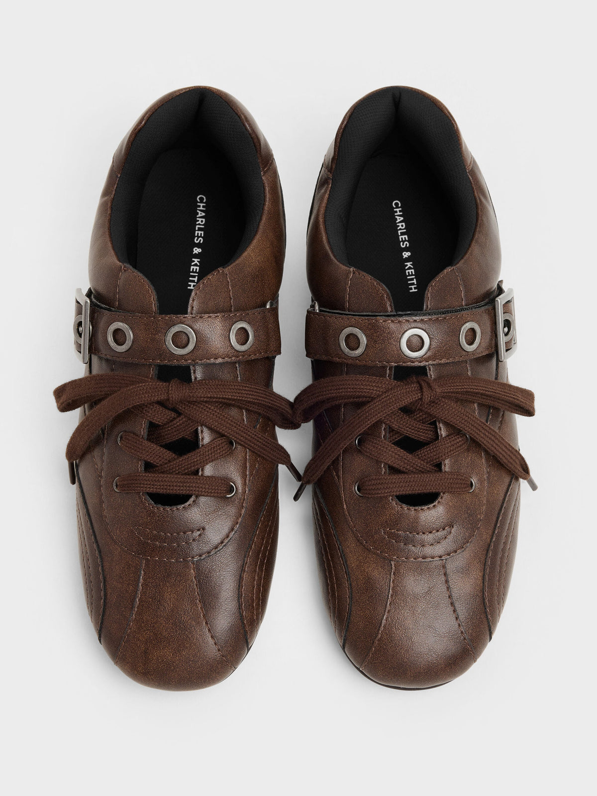 Jollie Grommet Mary Jane Sneakers - Dark Brown | CHARLES & KEITH