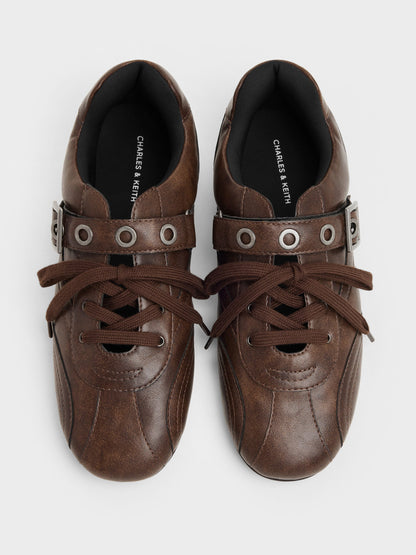 Jollie Grommet Mary Jane Sneakers - Dark Brown | CHARLES & KEITH