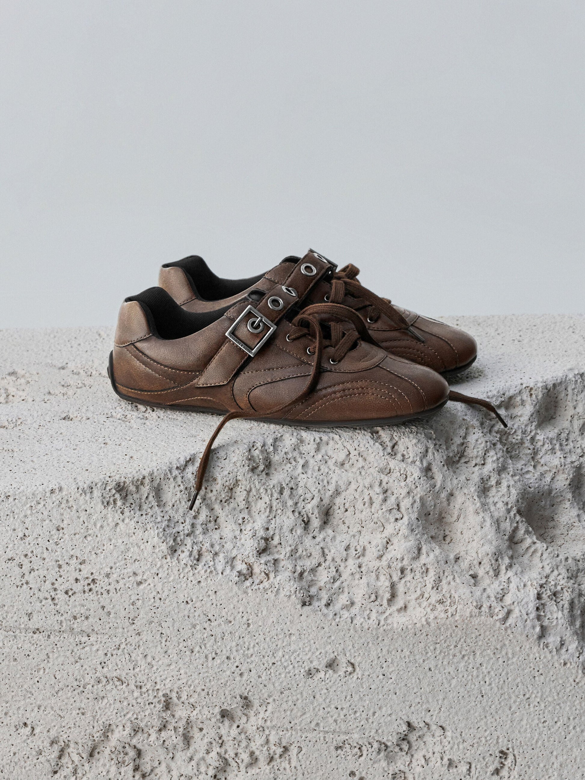 Jollie Grommet Mary Jane Sneakers - Dark Brown | CHARLES & KEITH