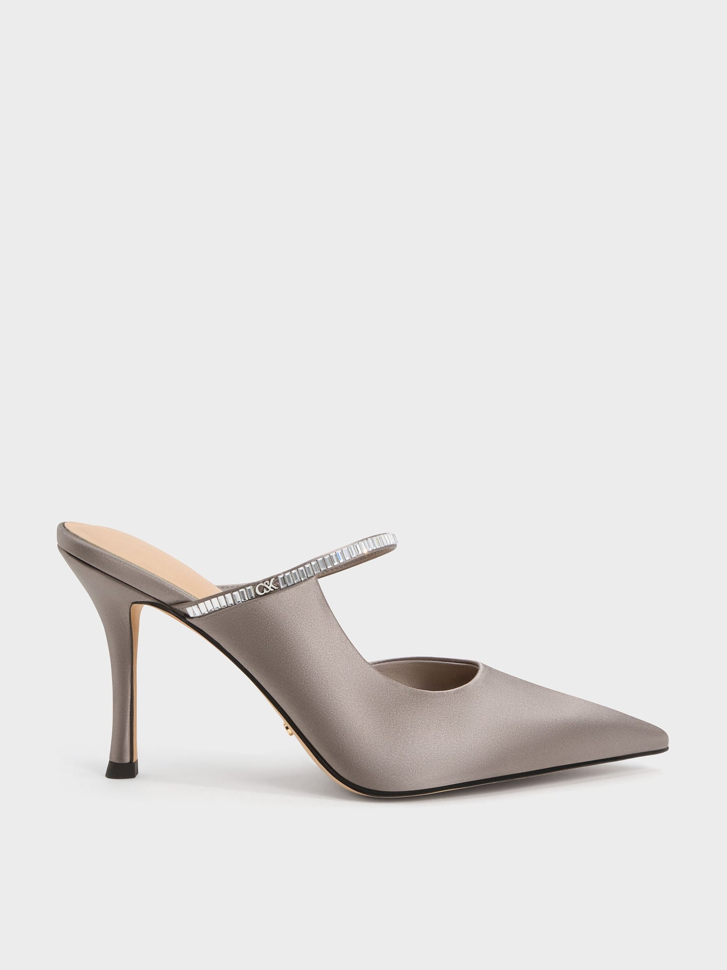 Gem D'Orsay Stiletto Mules - Pewter | CHARLES & KEITH