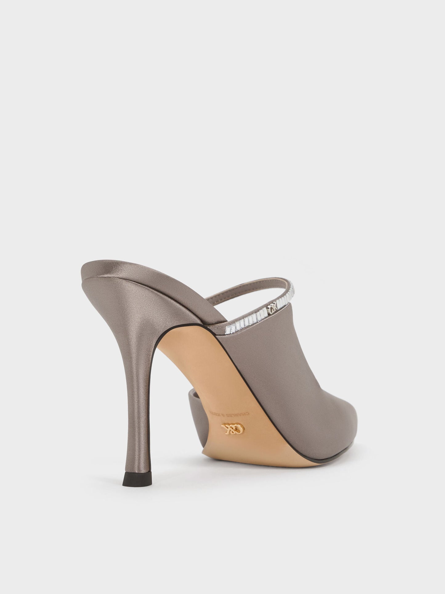 Gem D'Orsay Stiletto Mules - Pewter | CHARLES & KEITH