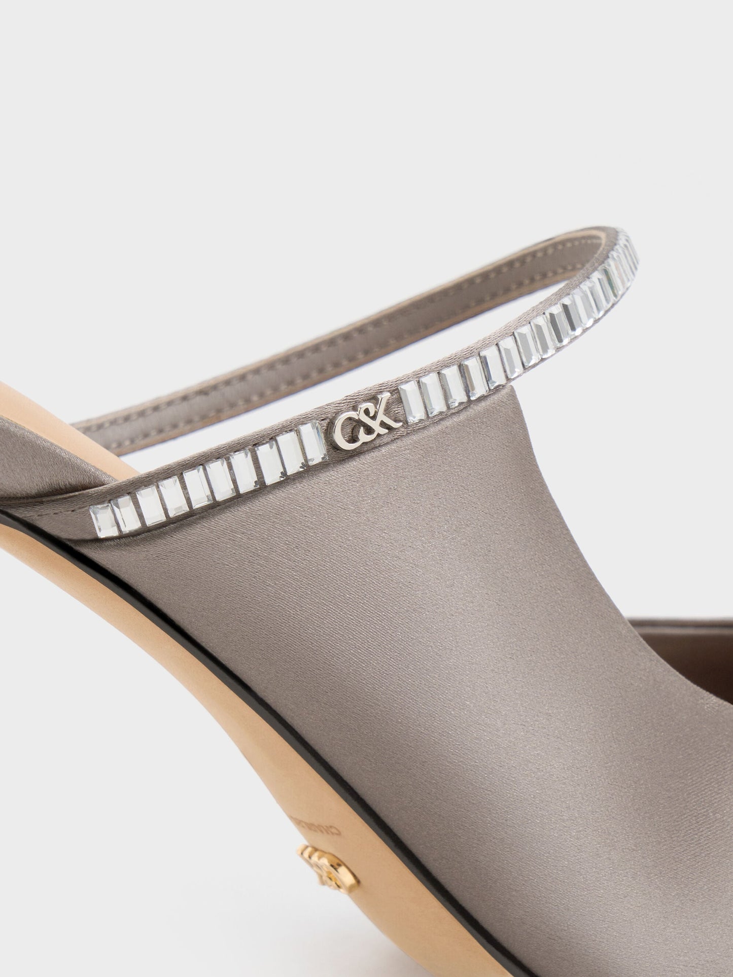 Gem D'Orsay Stiletto Mules - Pewter | CHARLES & KEITH