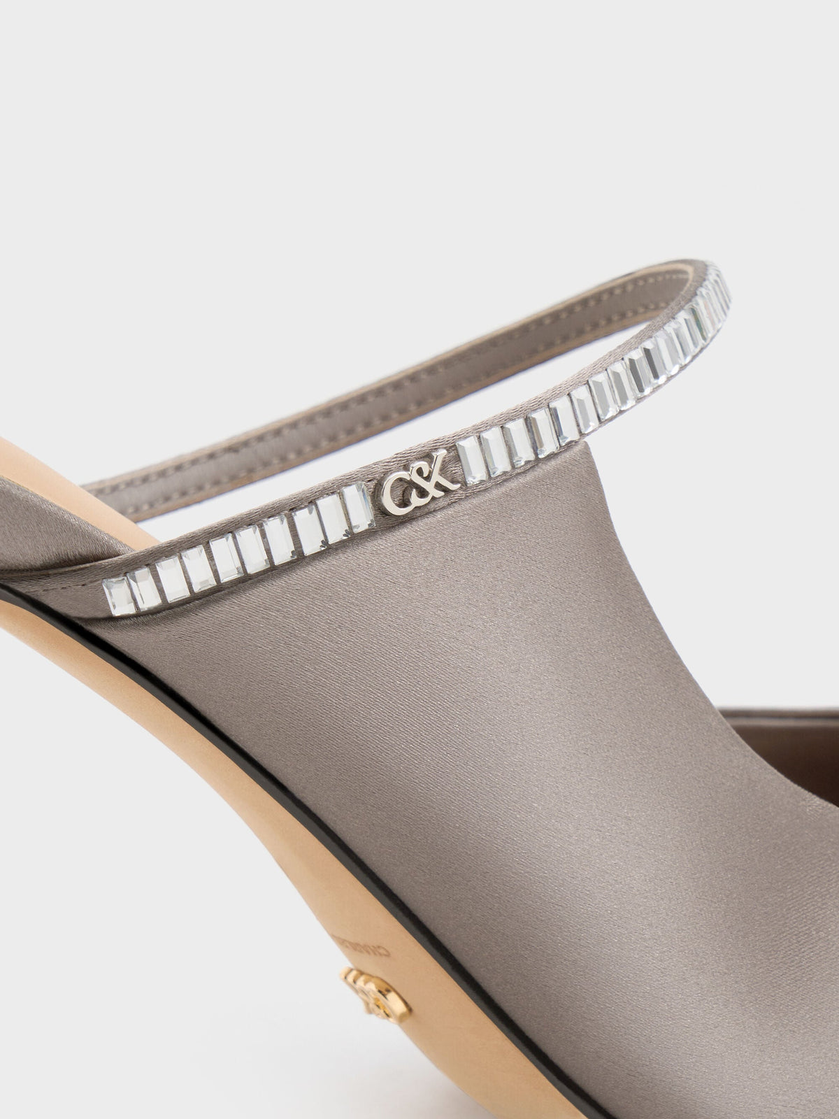 Gem D'Orsay Stiletto Mules - Pewter | CHARLES & KEITH
