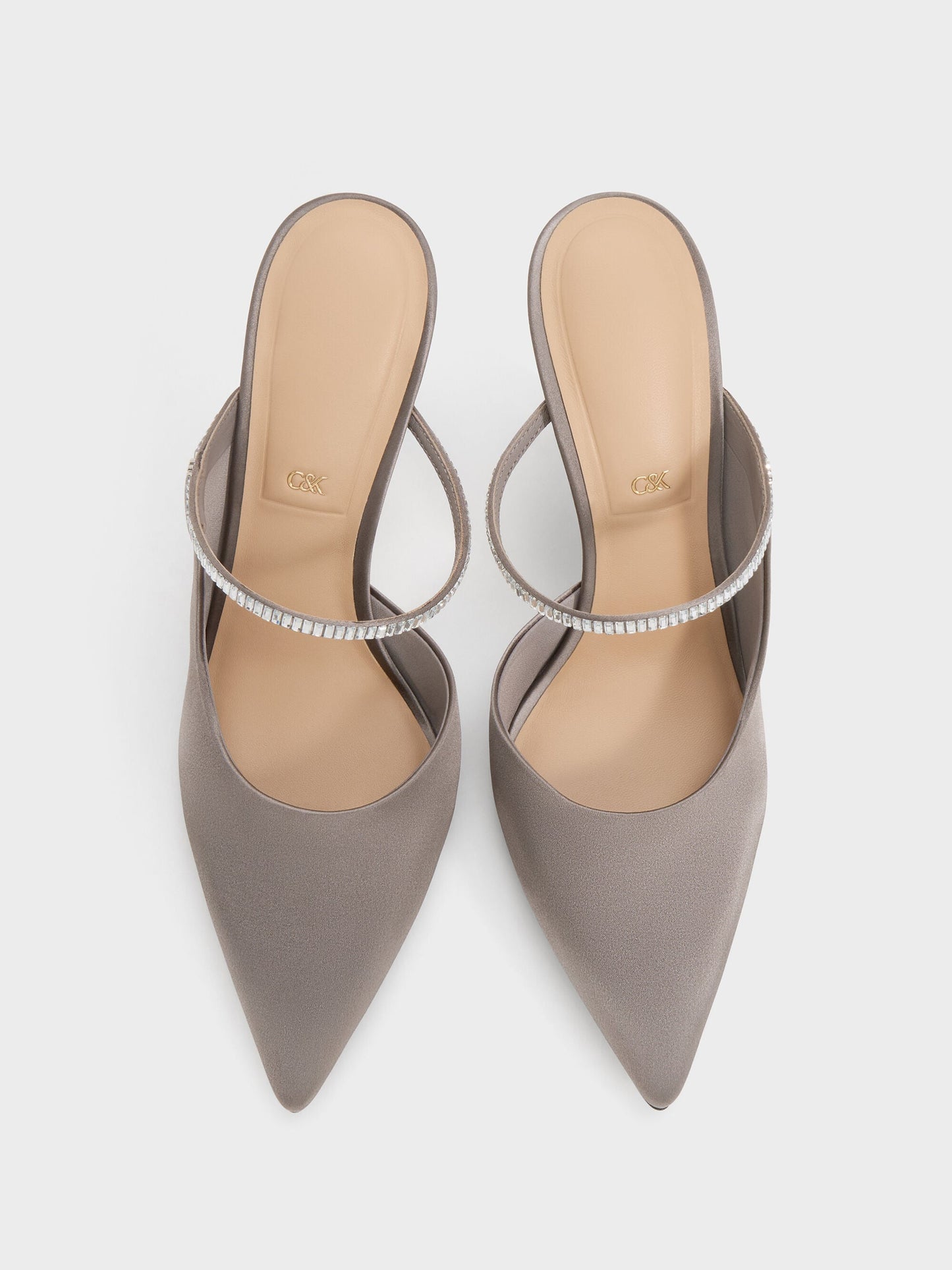 Gem D'Orsay Stiletto Mules - Pewter | CHARLES & KEITH