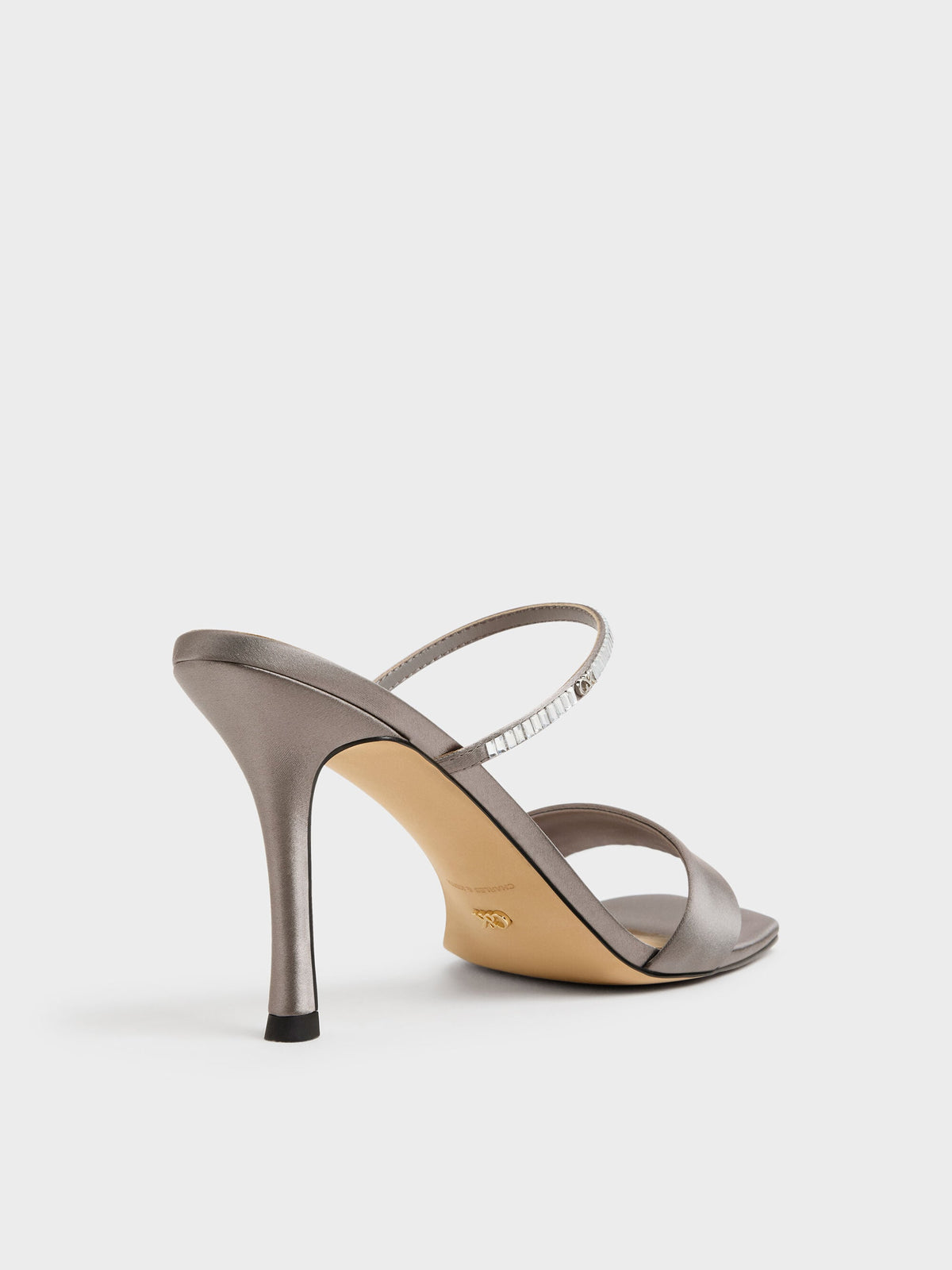 Gem Heeled Mules - Pewter | CHARLES & KEITH