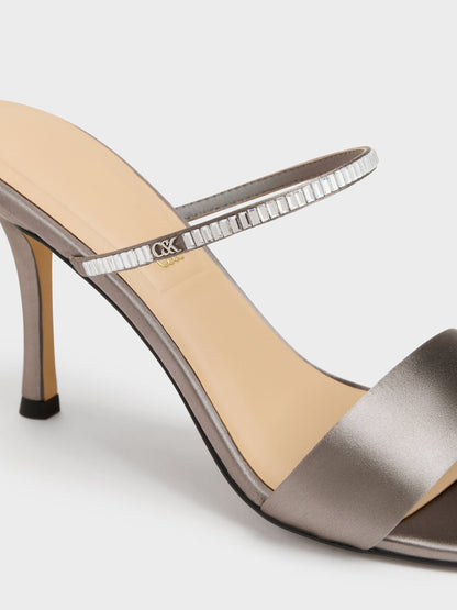 Gem Heeled Mules - Pewter | CHARLES & KEITH