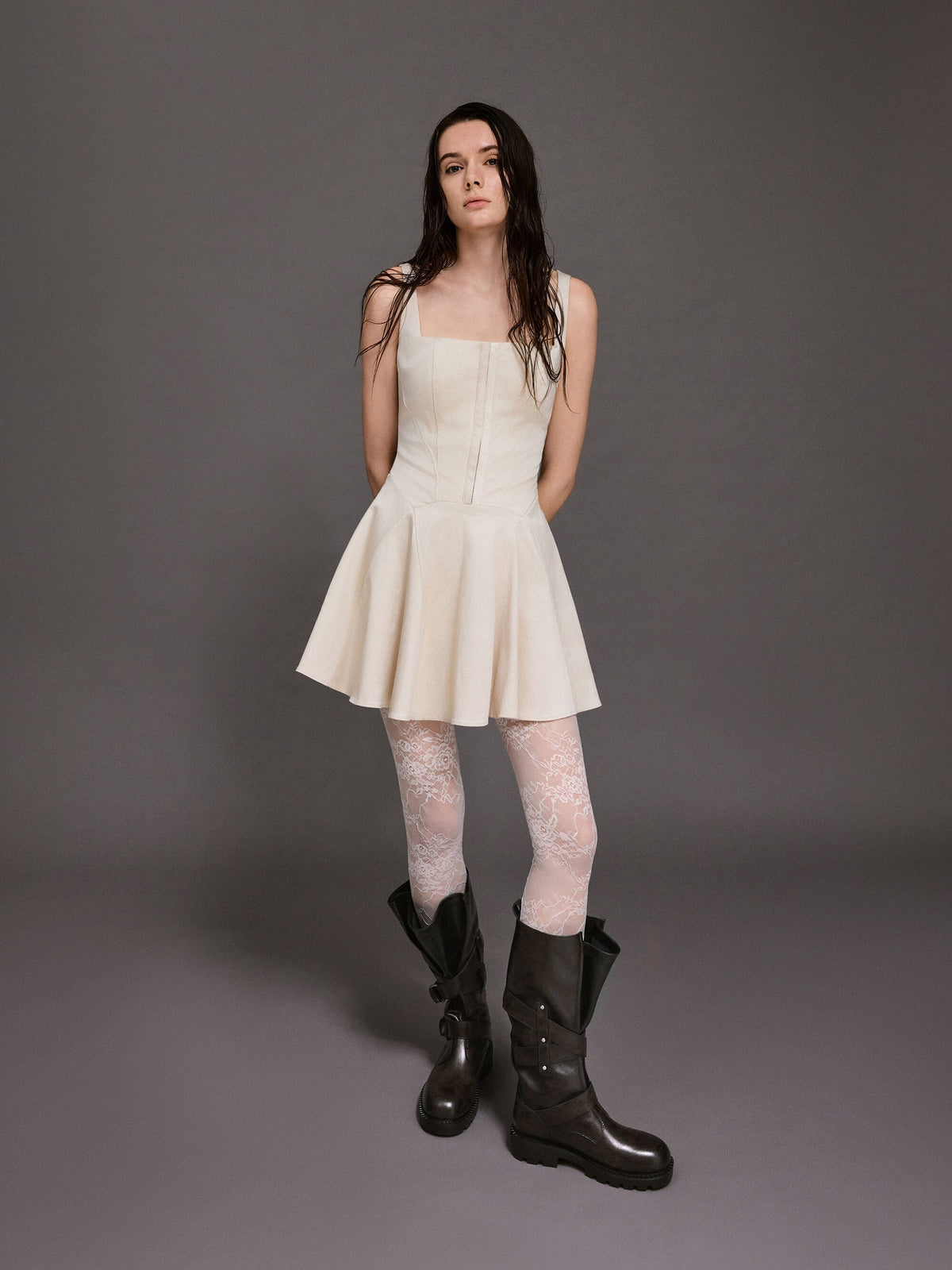 Double-Strap Knee-High Boots - Dark Brown | CHARLES & KEITH
