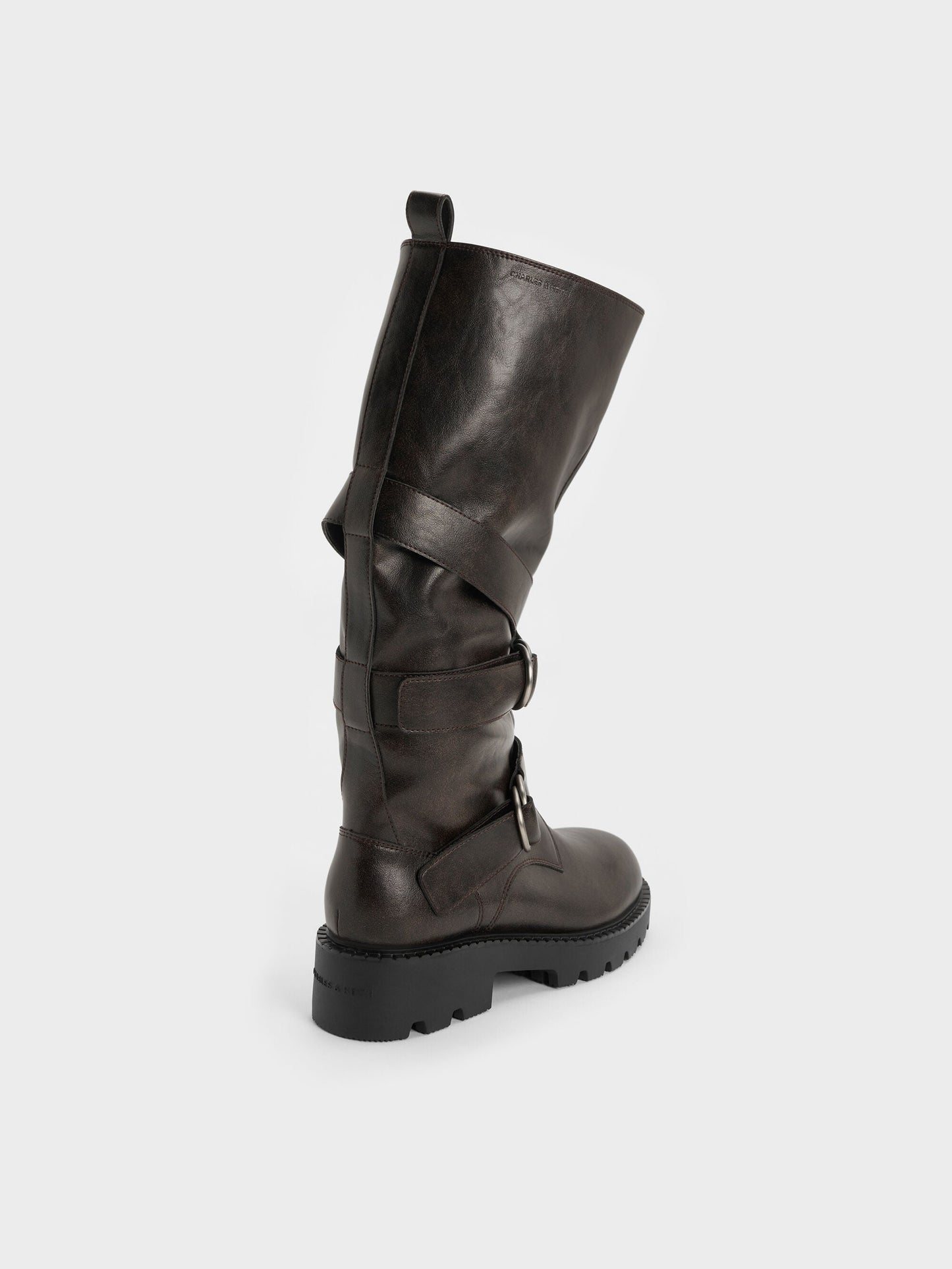 Double-Strap Knee-High Boots - Dark Brown | CHARLES & KEITH