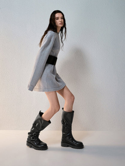 Double-Strap Knee-High Boots - Black | CHARLES & KEITH