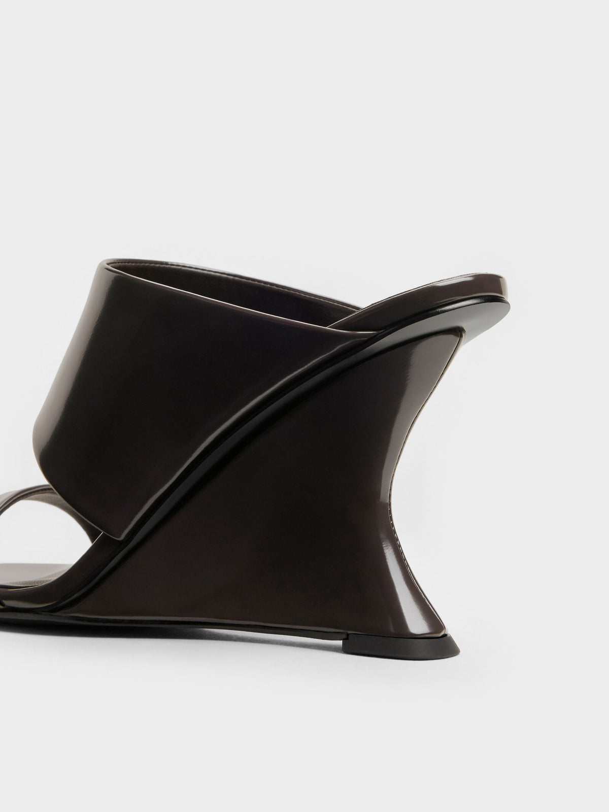 Double-Strap Wedge Mules - Dark Brown | CHARLES & KEITH
