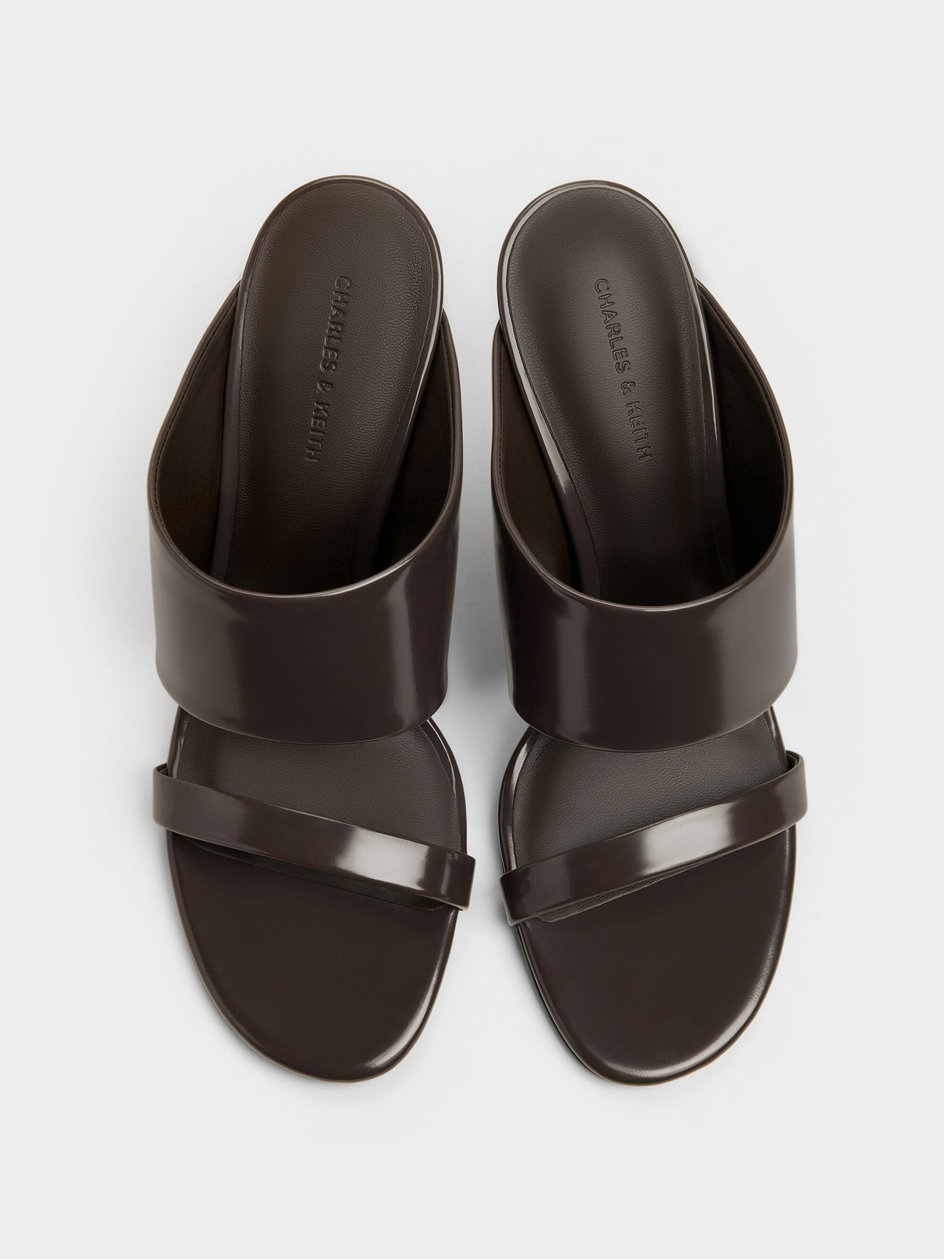 Double-Strap Wedge Mules - Dark Brown | CHARLES & KEITH