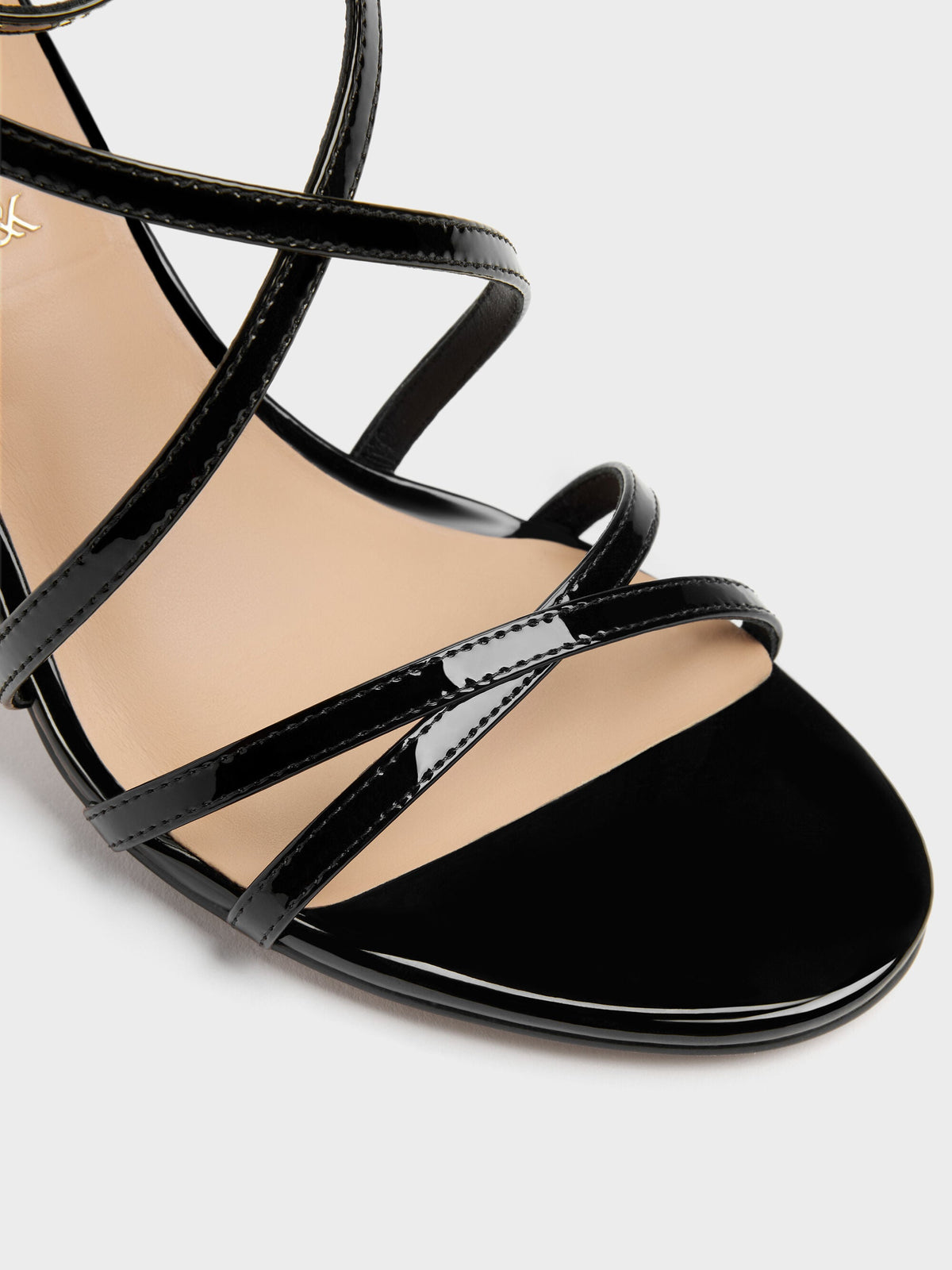 Patent Leather Strappy Stiletto Sandals - Black Patent | CHARLES & KEITH