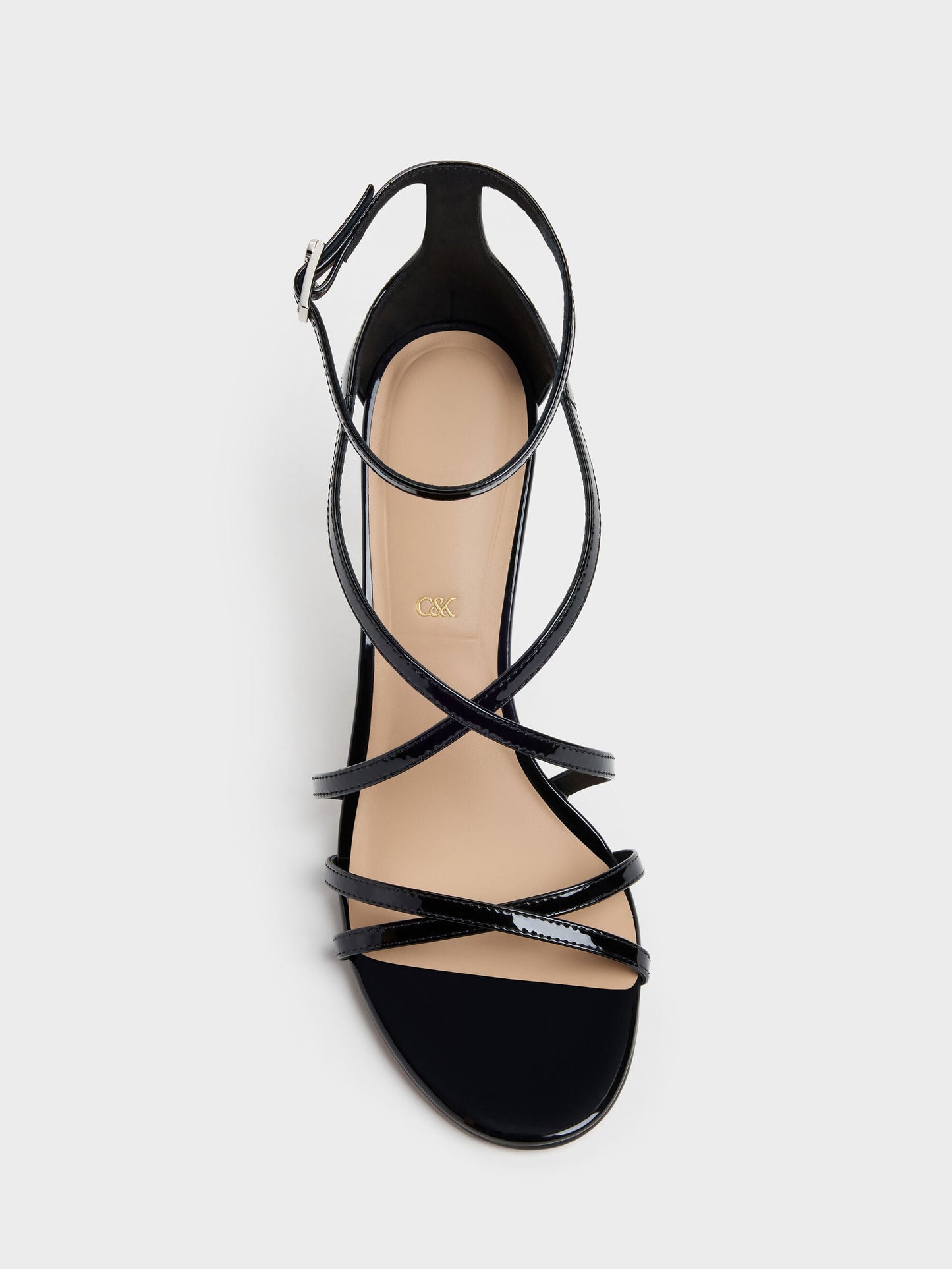 Patent Leather Strappy Stiletto Sandals - Black Patent | CHARLES & KEITH