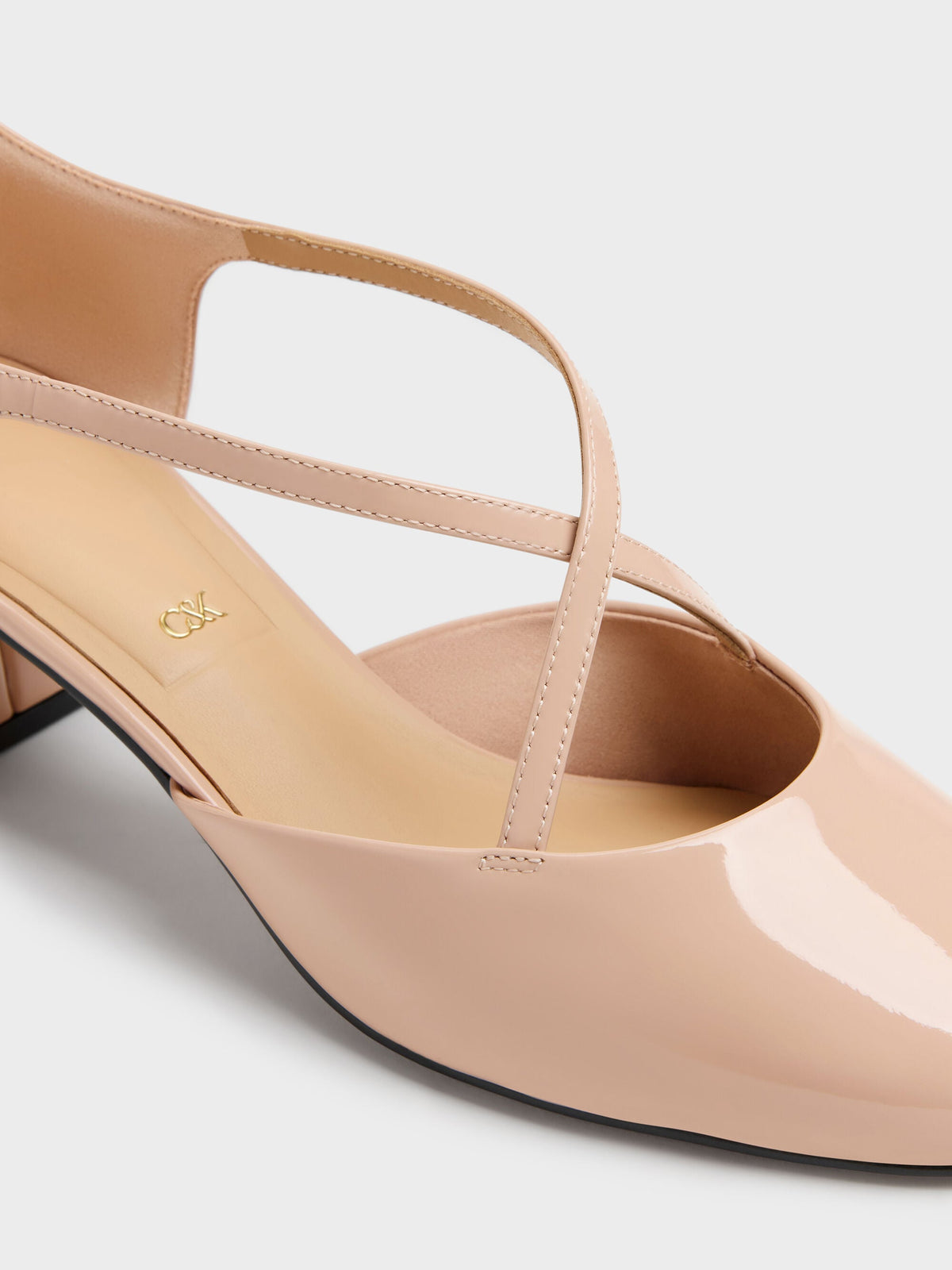Patent Leather Crossover Pumps - Nude | CHARLES & KEITH