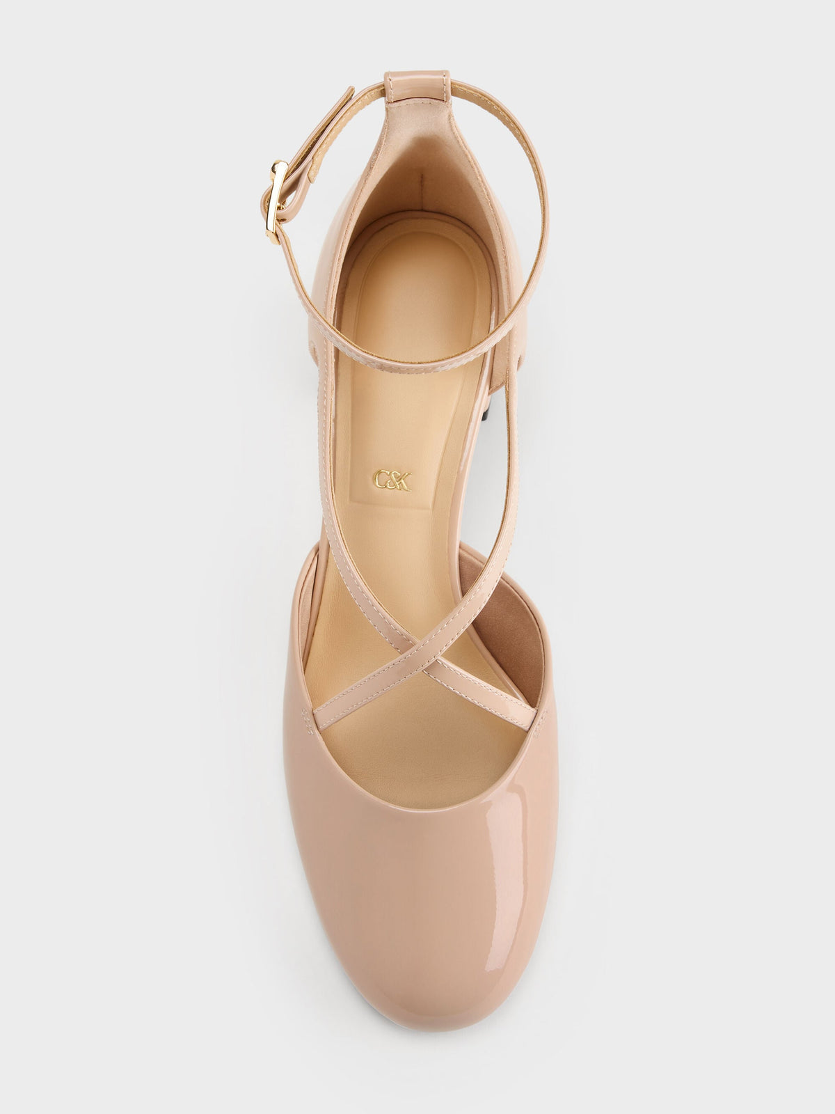 Patent Leather Crossover Pumps - Nude | CHARLES & KEITH
