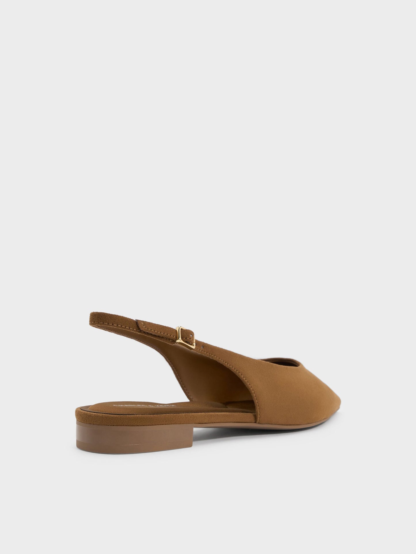 Emelia Faux Suede Slingback Flats - Camel | CHARLES & KEITH