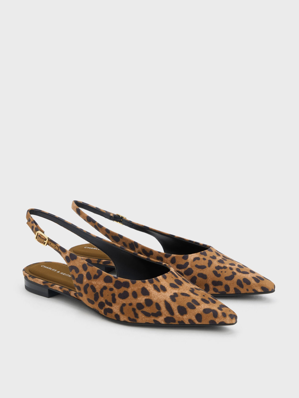 Emelia Leopard-Print Slingback Flats - Animal Print Natural | CHARLES & KEITH