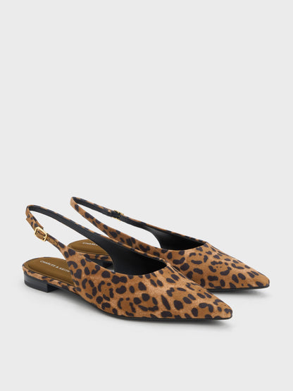 Emelia Leopard-Print Slingback Flats - Animal Print Natural | CHARLES & KEITH