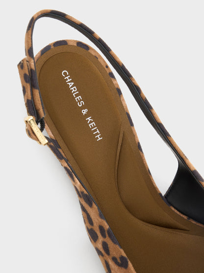 Emelia Leopard-Print Slingback Flats - Animal Print Natural | CHARLES & KEITH