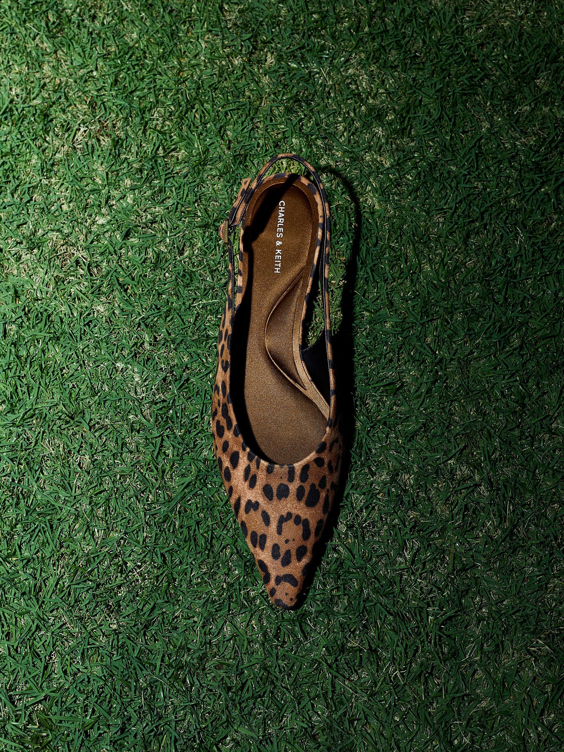 Emelia Leopard-Print Slingback Flats - Animal Print Natural | CHARLES & KEITH