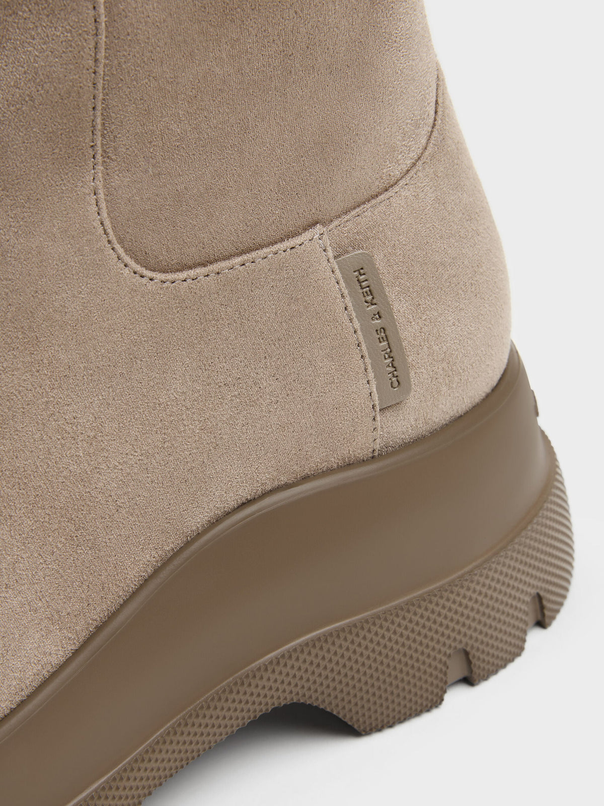 Leoi Faux Suede Chunky Ankle Boots - Taupe | CHARLES & KEITH
