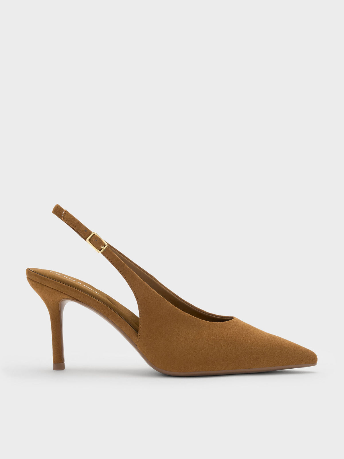 Emelia Faux Suede Slingback Pumps - Camel | CHARLES & KEITH