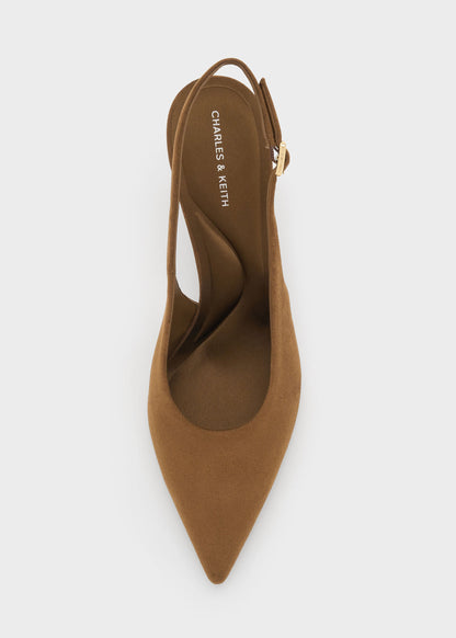 Emelia Faux Suede Slingback Pumps - Camel | CHARLES & KEITH