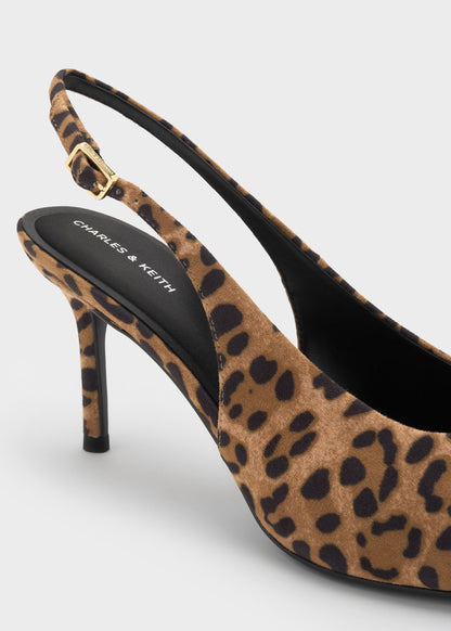 Emelia Leopard-Print Slingback Pumps - Animal Print Natural | CHARLES & KEITH