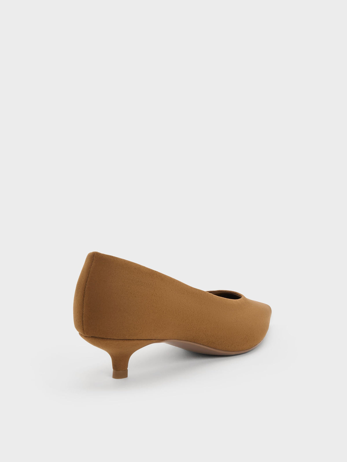 Emelia Faux Suede Kitten Heels - Camel | CHARLES & KEITH