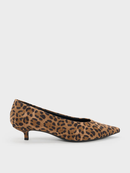 Emelia Leopard-Print Kitten Heels - Animal Print Natural | CHARLES & KEITH