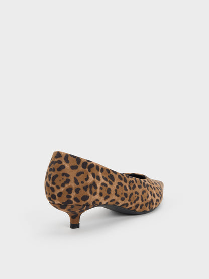 Emelia Leopard-Print Kitten Heels - Animal Print Natural | CHARLES & KEITH