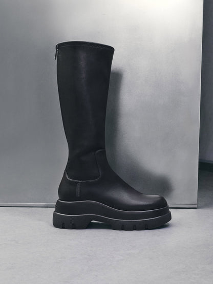 Leoi Chunky Knee-High Boots - Black | CHARLES & KEITH