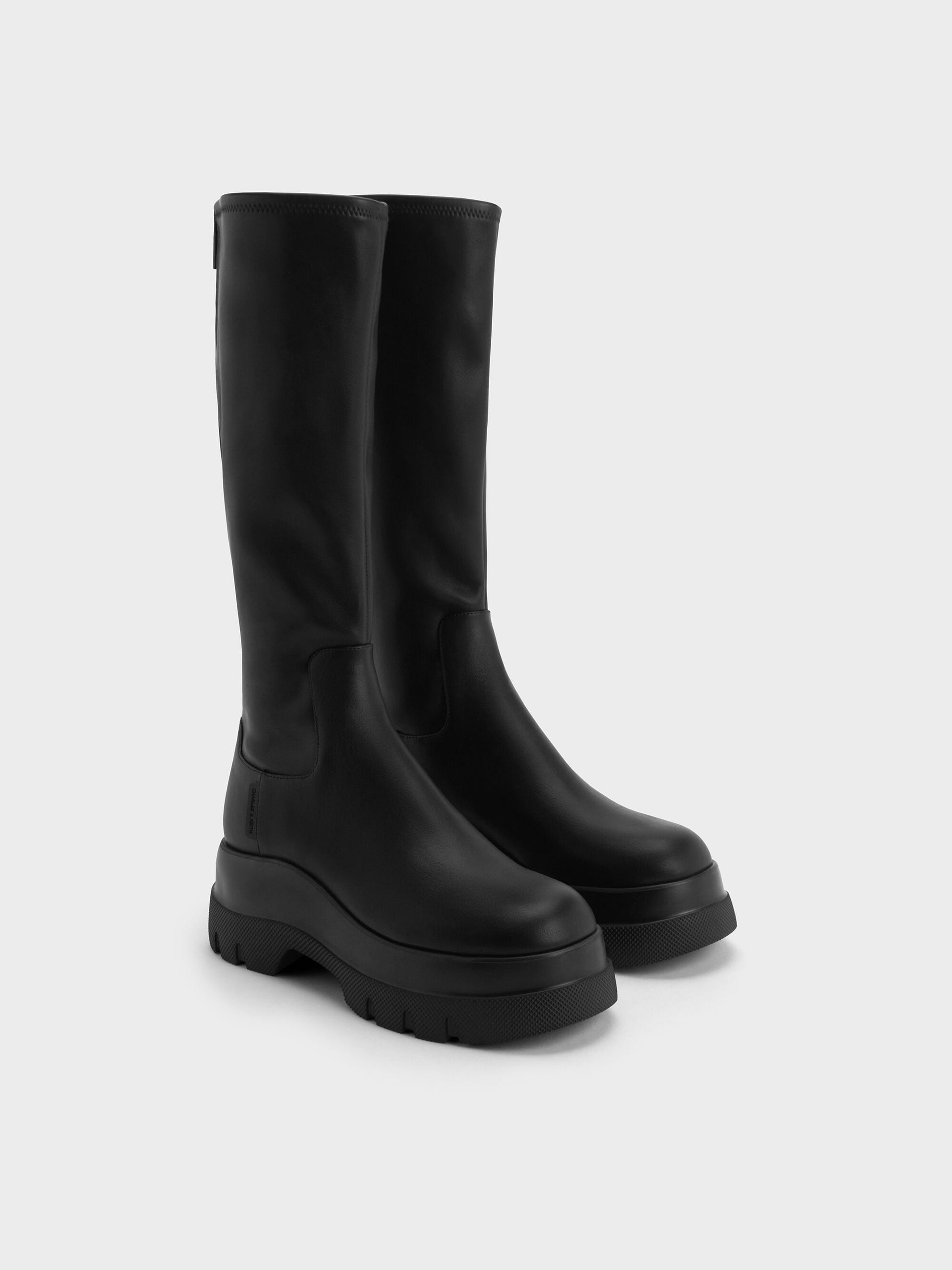 Leoi Chunky Knee-High Boots - Black | CHARLES & KEITH