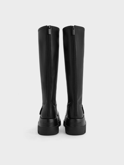 Leoi Chunky Knee-High Boots - Black | CHARLES & KEITH