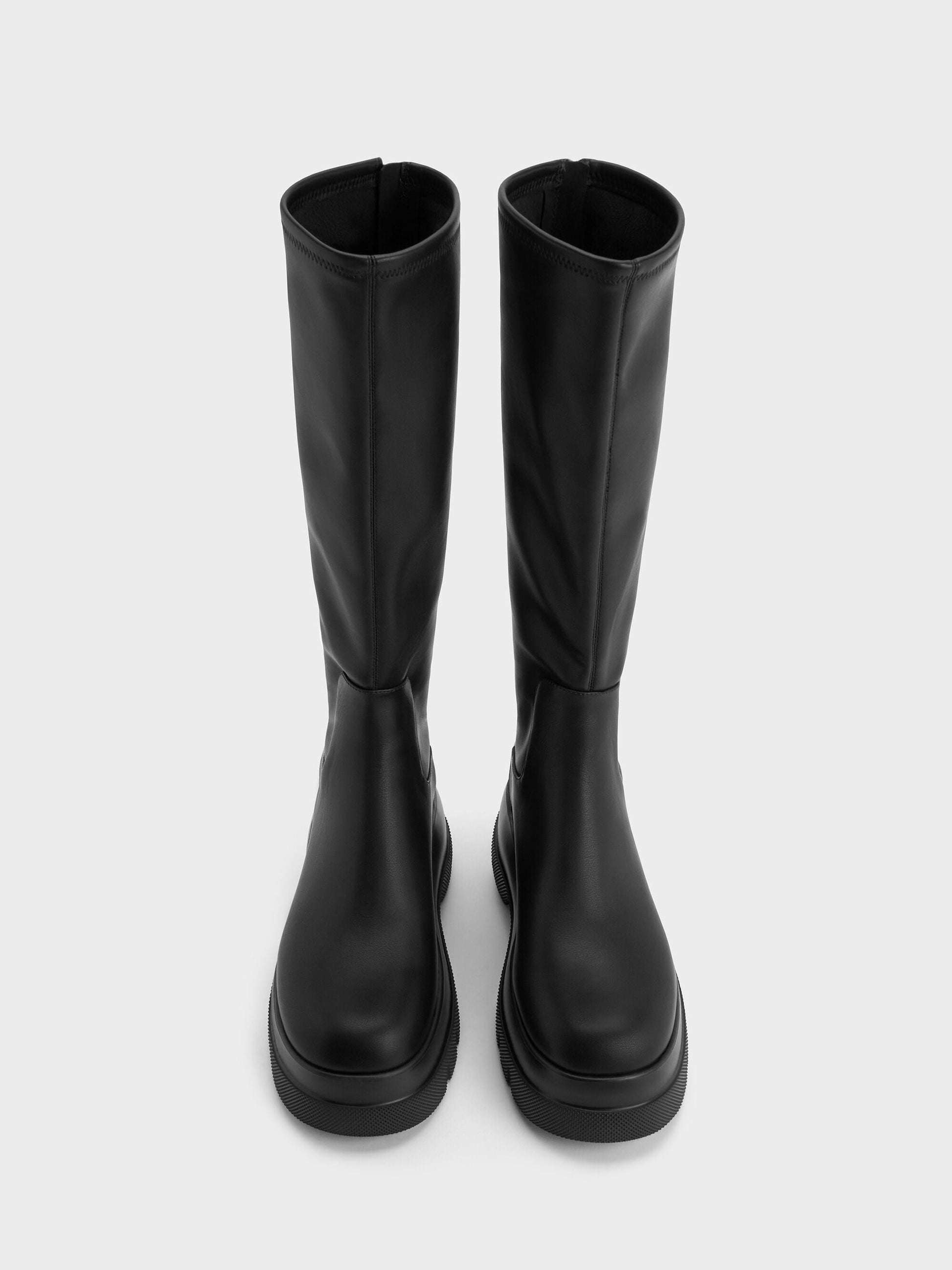 Leoi Chunky Knee-High Boots - Black | CHARLES & KEITH