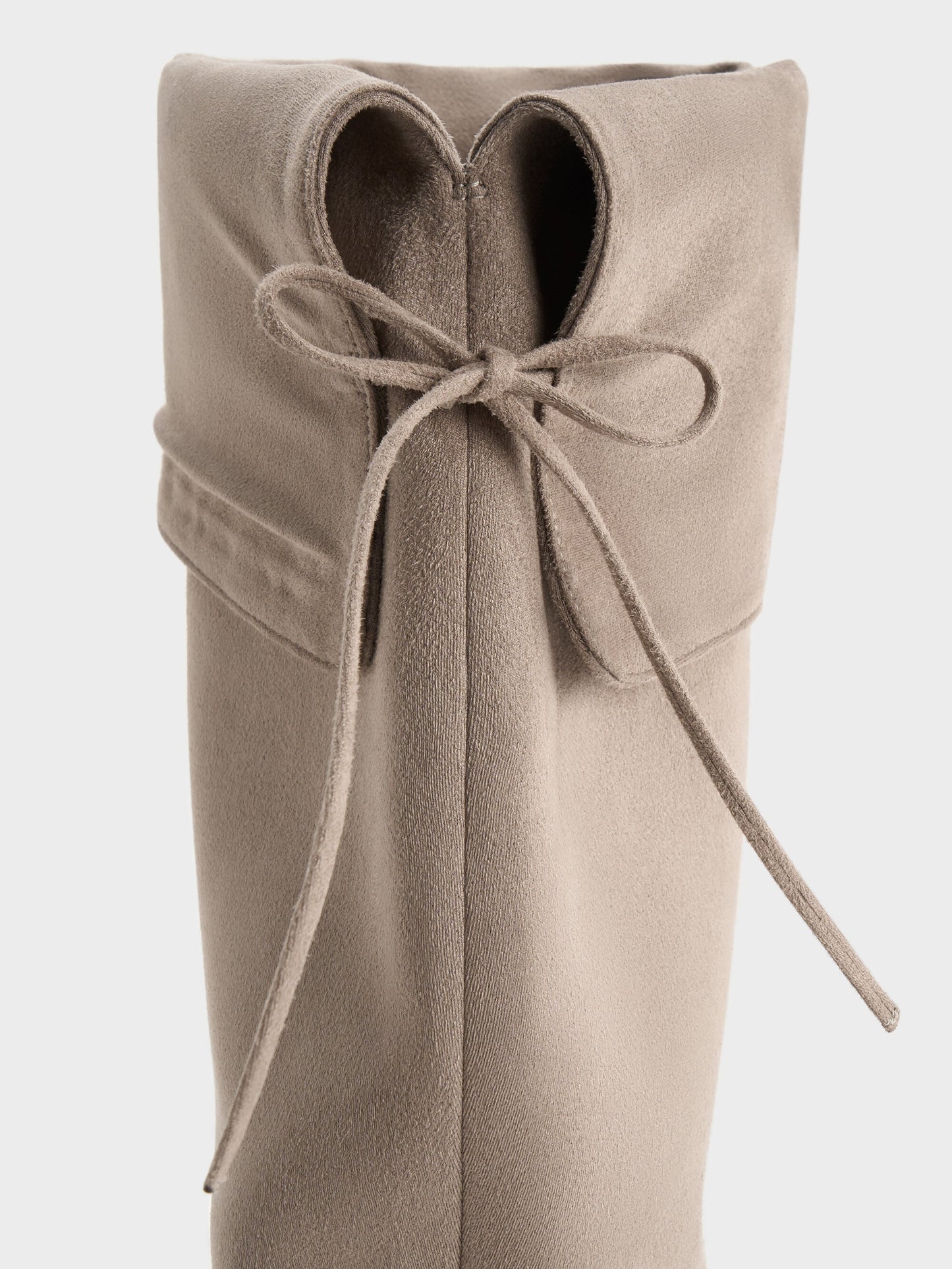 Louisa Faux Suede Fold-Over Thigh-High Boots - Taupe | CHARLES & KEITH
