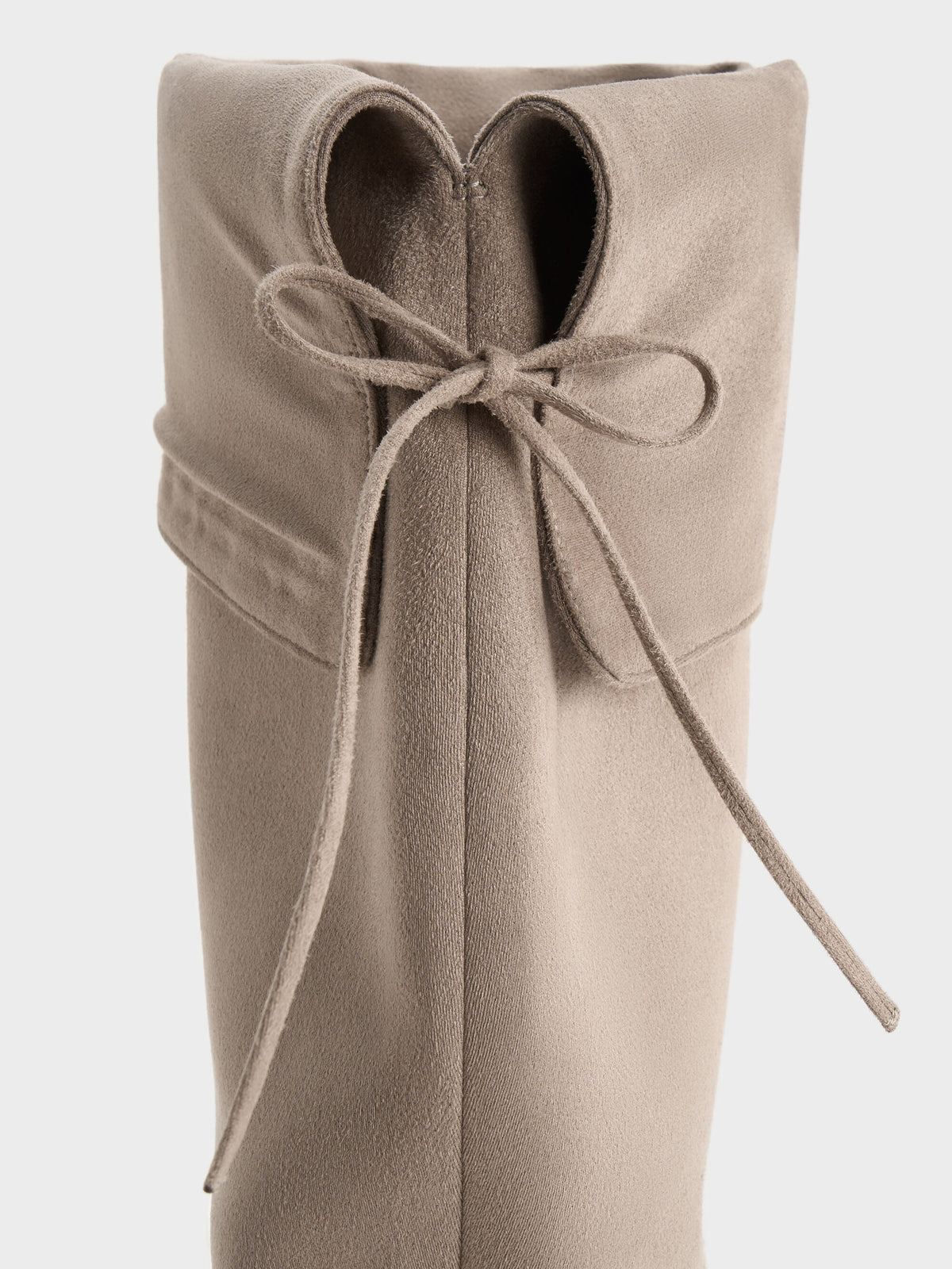 Louisa Faux Suede Fold-Over Thigh-High Boots - Taupe | CHARLES & KEITH