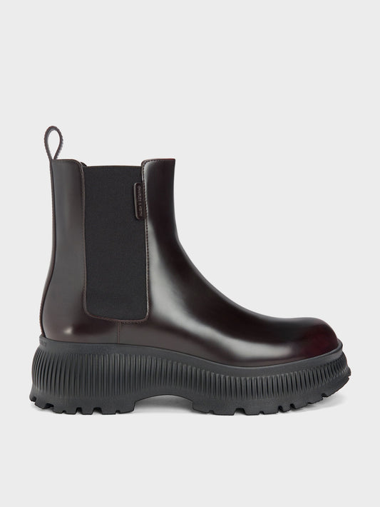 Darra Ridged-Sole Ankle Boots - Burgundy | CHARLES & KEITH
