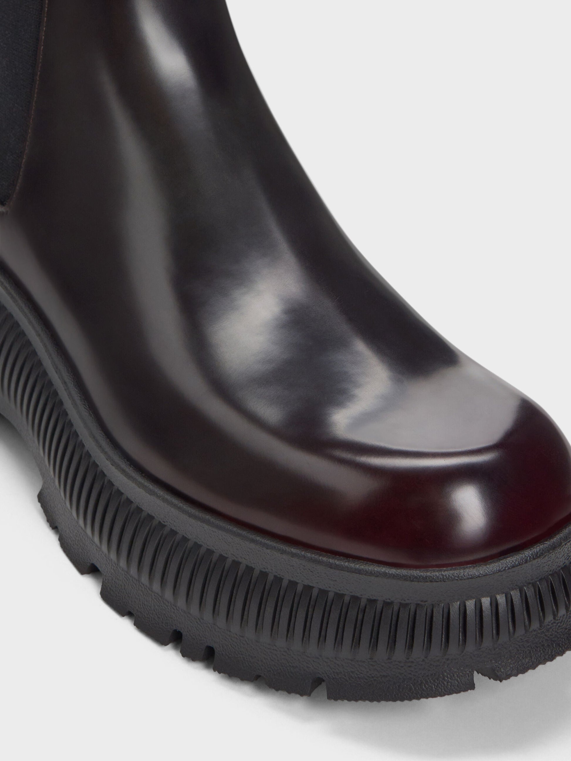 Darra Ridged-Sole Ankle Boots - Burgundy | CHARLES & KEITH