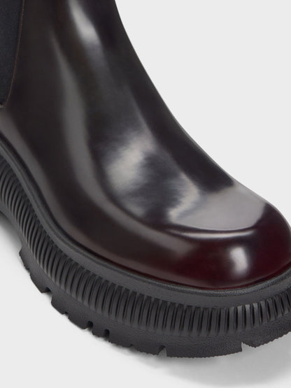 Darra Ridged-Sole Ankle Boots - Burgundy | CHARLES & KEITH