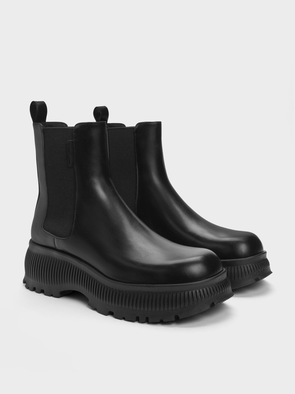 Darra Ridged-Sole Ankle Boots - Black | CHARLES & KEITH