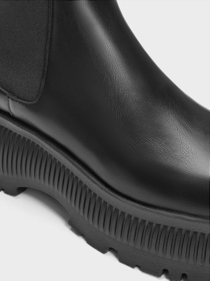 Darra Ridged-Sole Ankle Boots - Black | CHARLES & KEITH