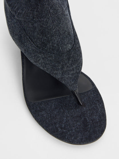 Aether Denim Thong Boots - Dark Blue | CHARLES & KEITH