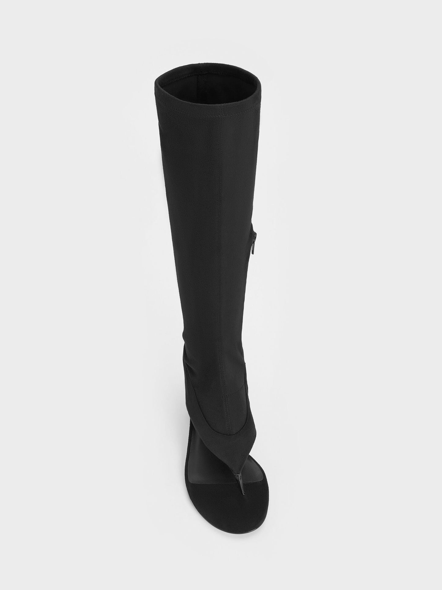Aether Faux Suede Thong Boots - Black Textured | CHARLES & KEITH
