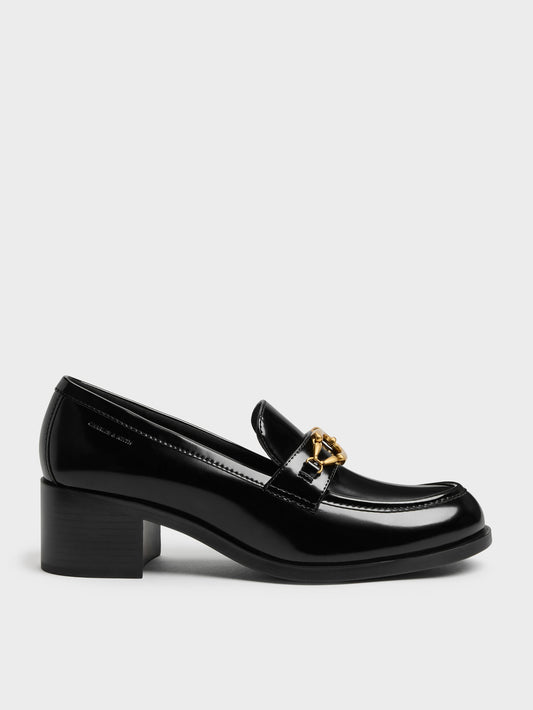 Metallic-Buckle Loafer Pumps - Black Box | CHARLES & KEITH