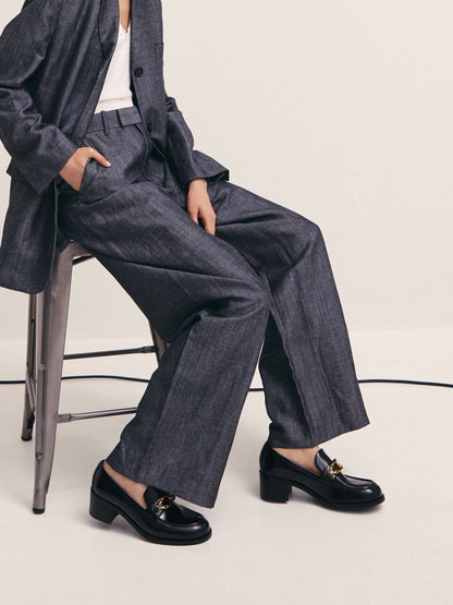 Metallic-Buckle Loafer Pumps - Black Box | CHARLES & KEITH