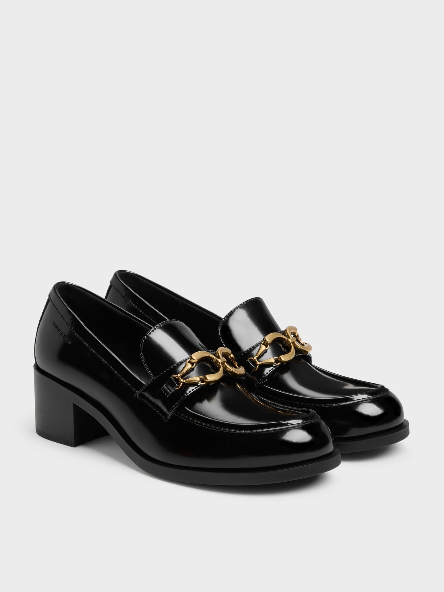 Metallic-Buckle Loafer Pumps - Black Box | CHARLES & KEITH