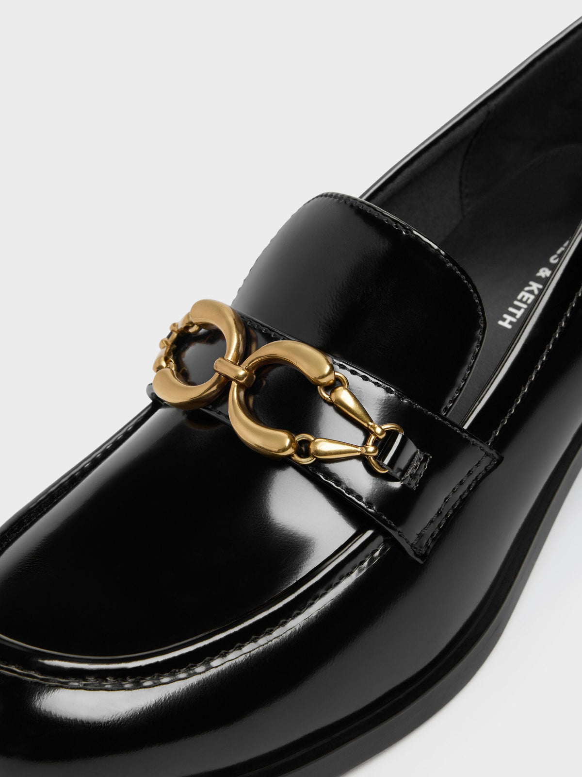 Metallic-Buckle Loafer Pumps - Black Box | CHARLES & KEITH