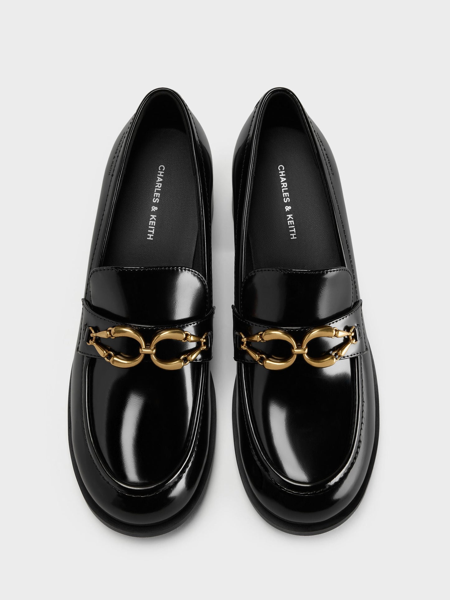 Metallic-Buckle Loafer Pumps - Black Box | CHARLES & KEITH